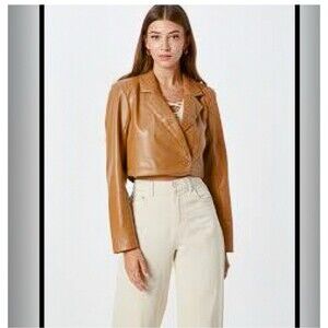 Abercrombie & Fitch Vegan Leather Brown Cropped Jacket SZ XS